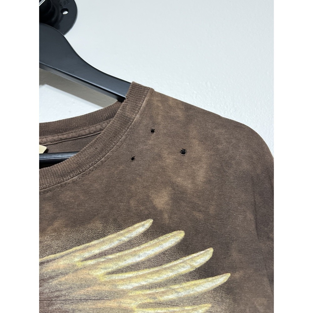Vintage 90s The Mountain Eagle Nature Tie Dye T Shirt Wildlife Brown Size L - Picture 2 of 11